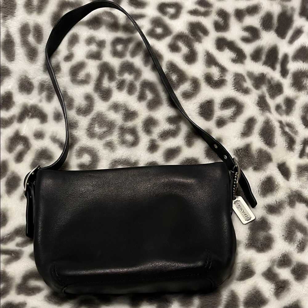 Coach Classic Black Leather Shoulder Bag